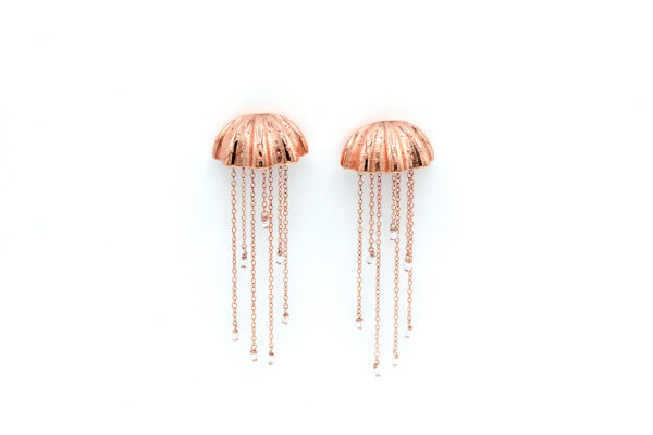 pendientes medusas rosa
